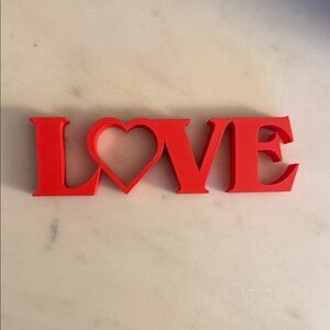 3d Printed Red LOVE Sign Decor